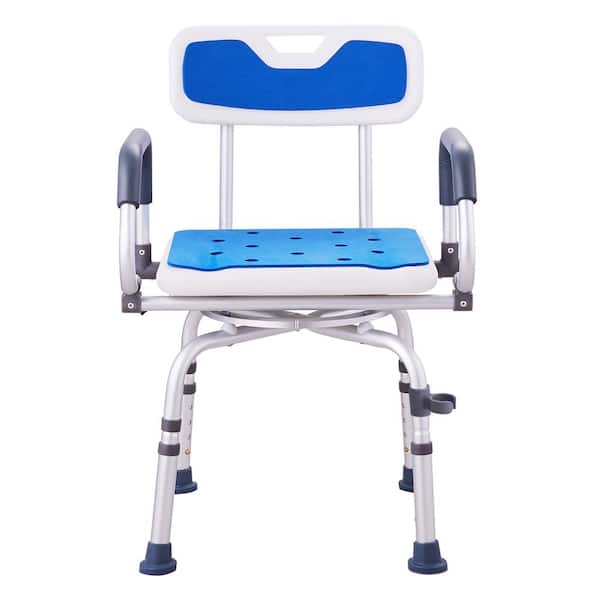 SVOPES 360° Swivel Shower Chair, 20.5 in. W Freestanding Adjustable Height Adjustable with Pivoting Arms in Blue