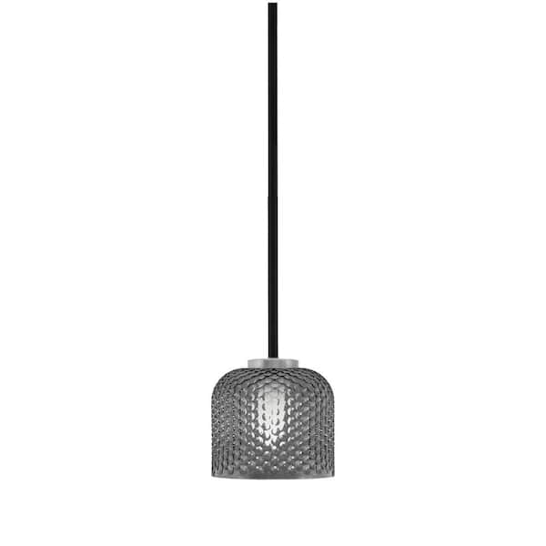 Elonia 100-Watt 1 Light Matte Black & Graphite Stem Mini Pendant Light ...