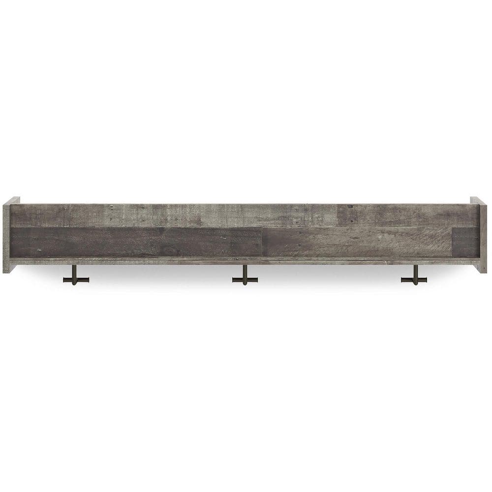 Rustic Black and Gray Wall Mounted Coat Rack with Shelf