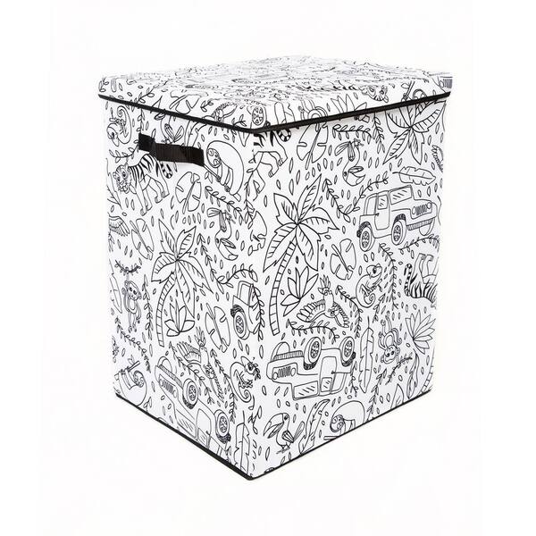 BAUM Kid's White Coloring Storage Cube Bin with lids including 4 Pack of  Washable Markers 21A353UE - The Home Depot