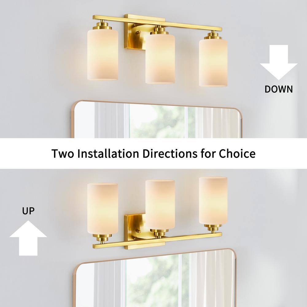 Gold Brass 3-Light Dimmable Outdoor Vanity Light