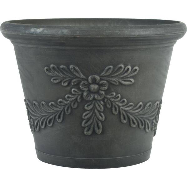 Pride Garden Products 12 in. Dia Garland Charcoal Plastic Planter