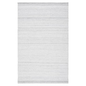 Striped Kilim Grey Ivory 5 ft. x 8 ft. Abstract Striped Area Rug