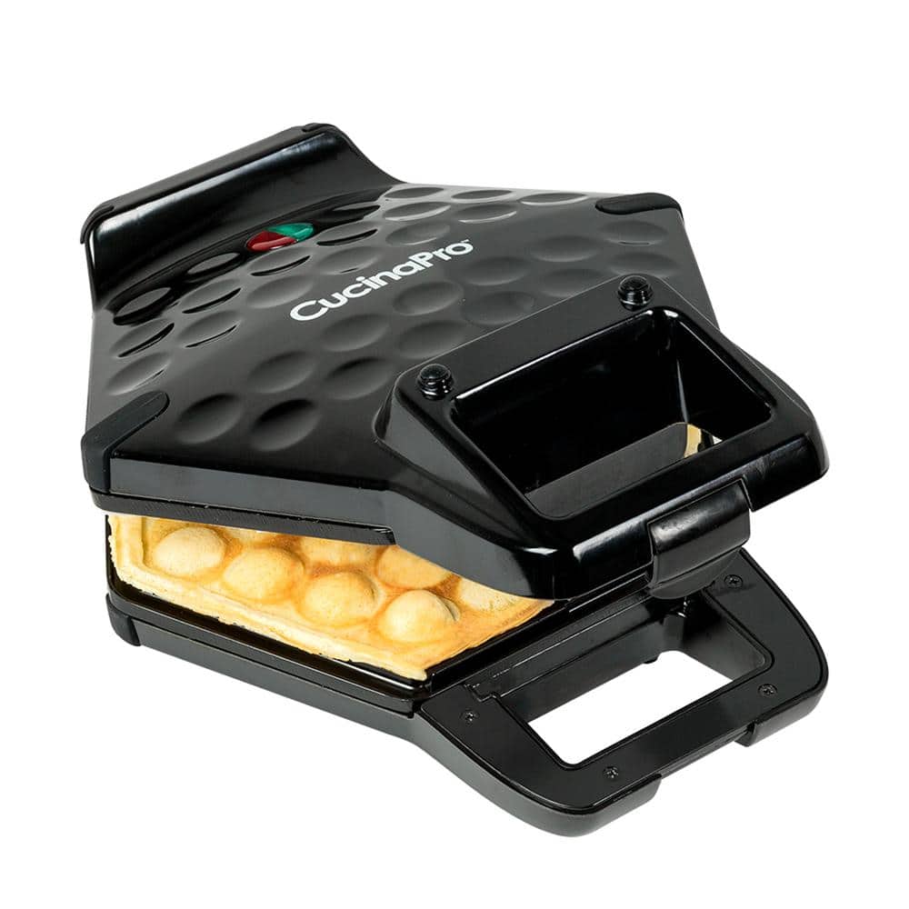 Black Non-Stick Rotating Bubble Waffle Maker