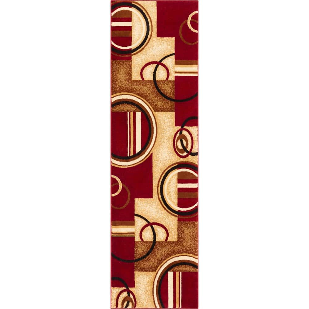 Barclay Arcs and Shapes Red 2 ft. x 7 ft. Modern Geometric Runner Rug price history on PriceWatchPro