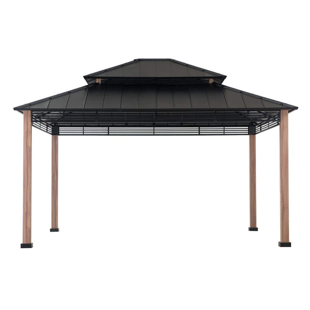 Sunjoy Roberts 13 x 15 ft. Black Steel Frame Hardtop Gazebo