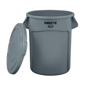 BRUTE 32 Gal. Grey Vented Plastic Outdoor Trash Can with Lid For Restaurants/Offices/Warehouses/Commercial Environments