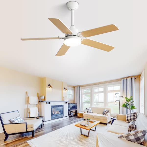 42 in. Wood Reversible DC Motor LED Downrod Mount Standard Ceiling Fan with Remote Control Dimmable Energy Saving