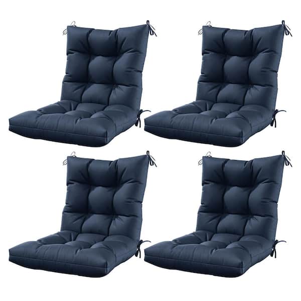 44.5 in. x 22.5 in. x 5 in. Outdoor Chair Cushion Tufted Seat and Back Patio Furniture Cushion Set Navy Blue (4-Pack)