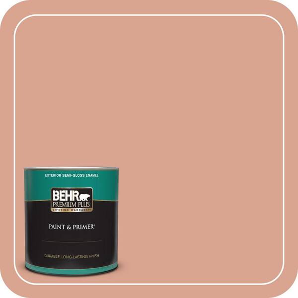 BEHR PREMIUM PLUS 1 qt. Home Decorators Collection #HDC-CT-13 Apricotta Semi-Gloss Enamel Exterior Paint & Primer