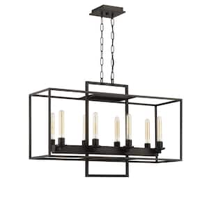 Cubic 8-Light Aged Bronze Brushed Finish Transitional Chandelier for Kitchen/Dining/Foyer, No Bulbs Included
