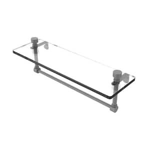 Foxtrot 16 in. x 5 in. 5 in. Matte Gray Glass Vanity Shelf with Integrated Towel Bar