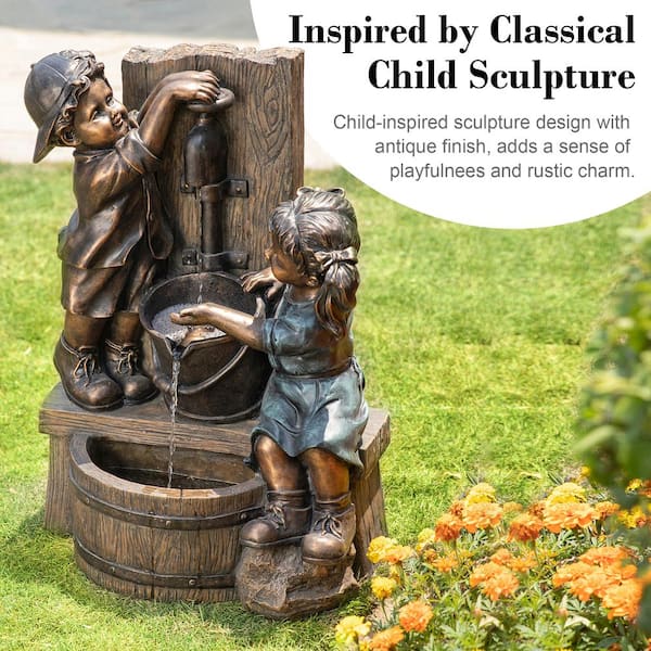 Outdoor fountain with pump girl fishing - farm & garden - by owner