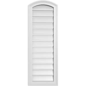 14 in. x 38 in. Arch Top Surface Mount PVC Gable Vent: Decorative with Brickmould Frame