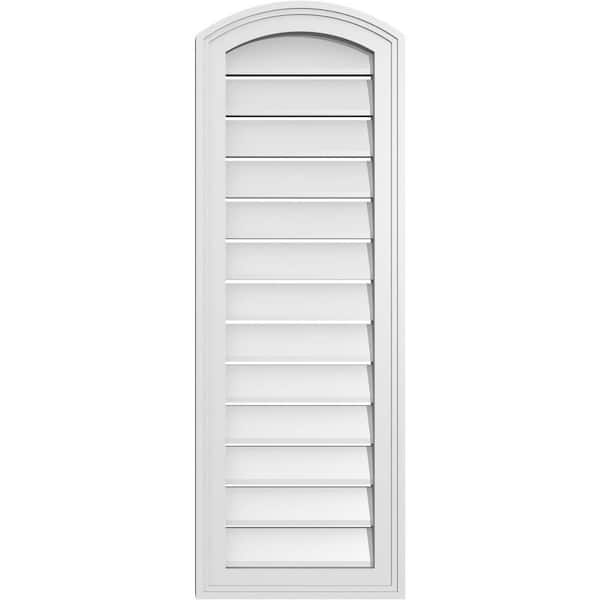 Ekena Millwork 14 in. x 38 in. Arch Top Surface Mount PVC Gable Vent: Decorative with Brickmould Frame
