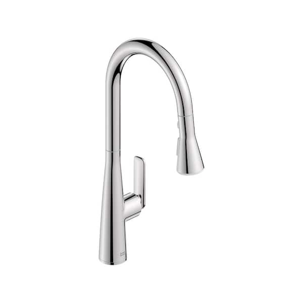 Aspirations 18 in. Single Handle Pull Down Triple Sprayer Kitchen Faucet with 360° Swivel Spout in Chrome
