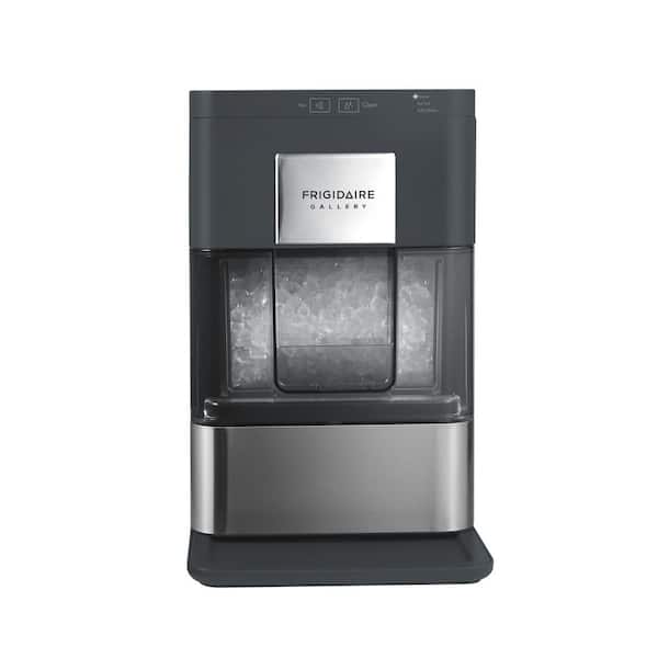 10 in. 44 lbs. Countertop Portable Nugget Ice Maker in Black with Stainless Steel Accents