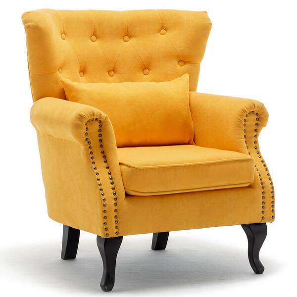 Velvet/Linen Fabric Armchair Button High Back Chair Queen Anne Single Sofa Seat 