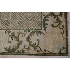 Green Handmade Wool Transitional Ningxia Rug, 8' x 10'