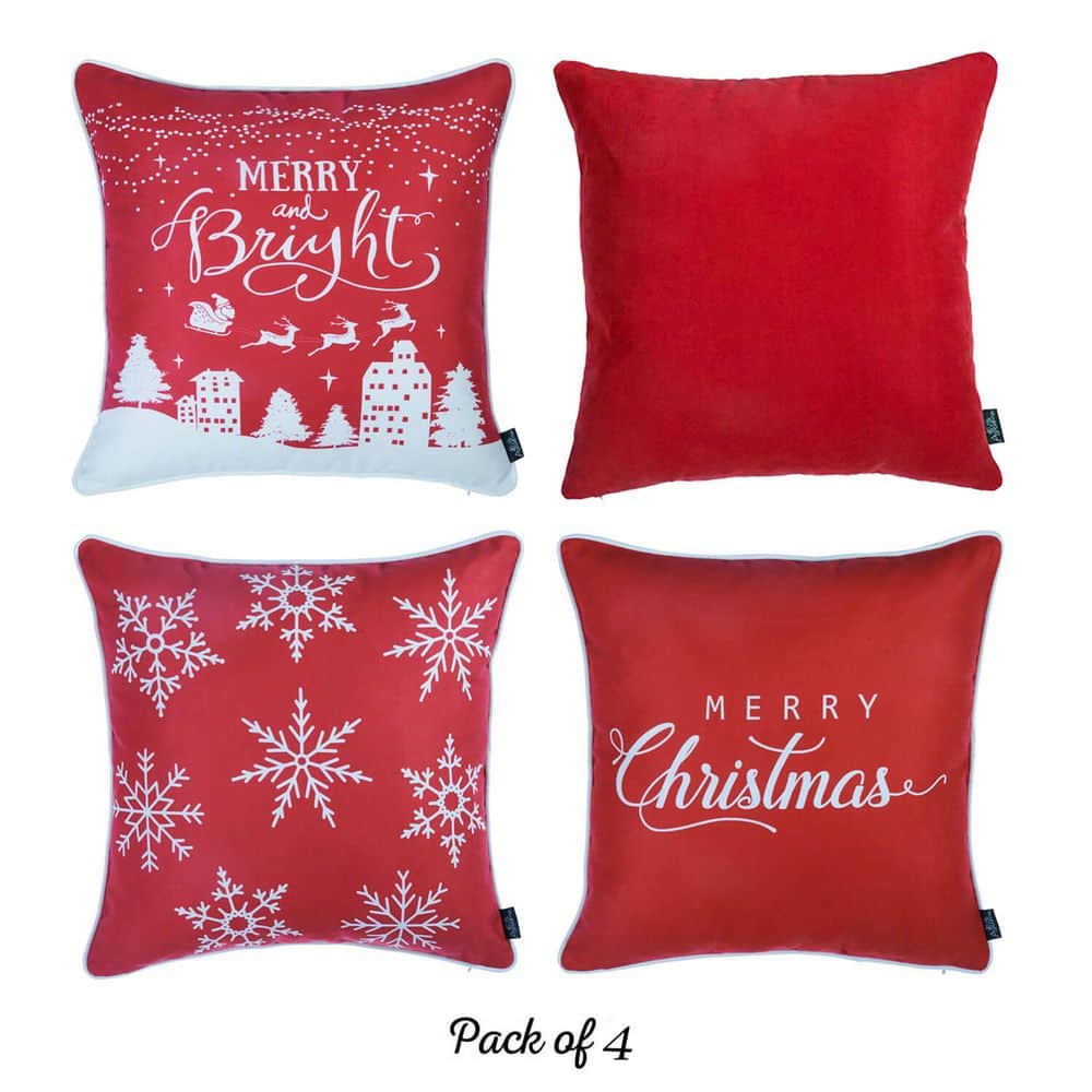 Red Nordic Christmas Graphic Throw Pillow Set