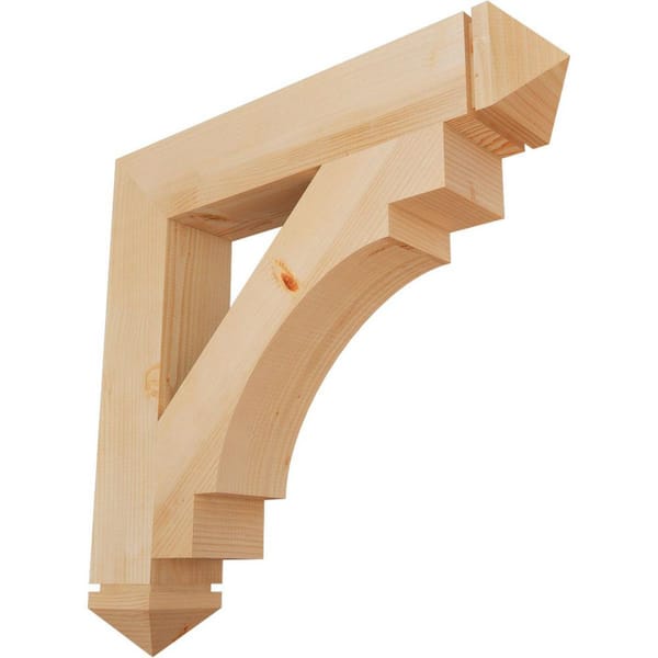 Ekena Millwork 5.5 in. x 34 in. x 34 in. Douglas Fir Merced Arts and Crafts Smooth Bracket