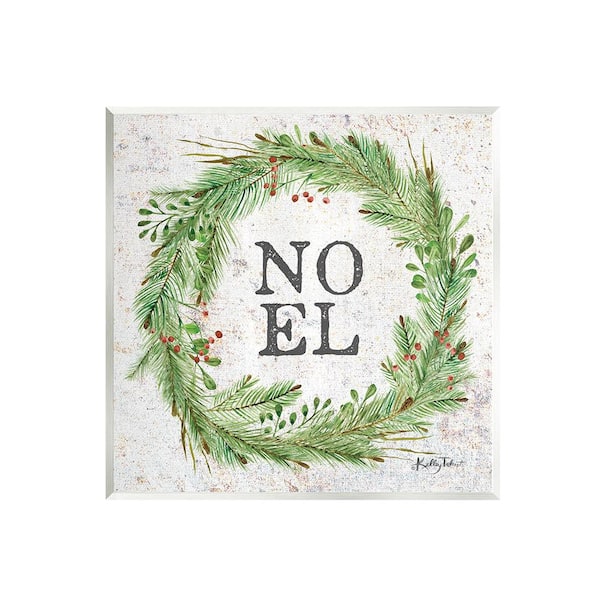 Stupell Industries Noel Seasonal Wreath by Kelley Talent 1 Piece Unframed Graphic Print Typography Poster Art Print 12 in. x 12 in.