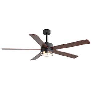 Felix 65 in. Indoor Black Large Ceiling Fan with Light Kit and Remote Control Included