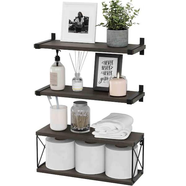 Unbranded 16.5 in. W x 6 in. D Wood Floating Decorative Wall Shelf Set of 4