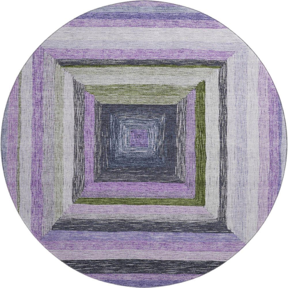 Mayfield Premium Machine Washable Abstract AMF1957 Lavender 8 ft. x 8 ft. Round Rug price history on PriceWatchPro