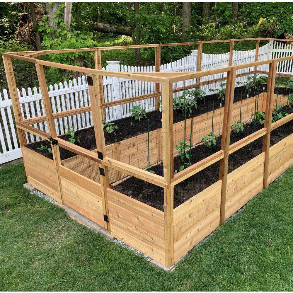 8 ft. x 16 ft. Cedar Garden Bed with Deer Fence