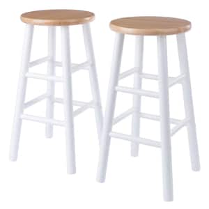 Huxton 24 in. Natural and White Counter Stool Set (2-Pieces)