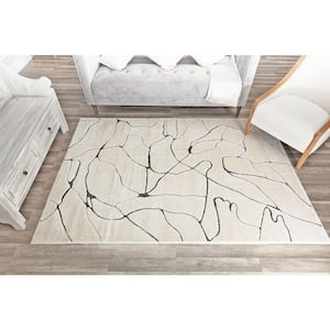 Cadence Marble 2'x4' Contemporary Beige Area Rug
