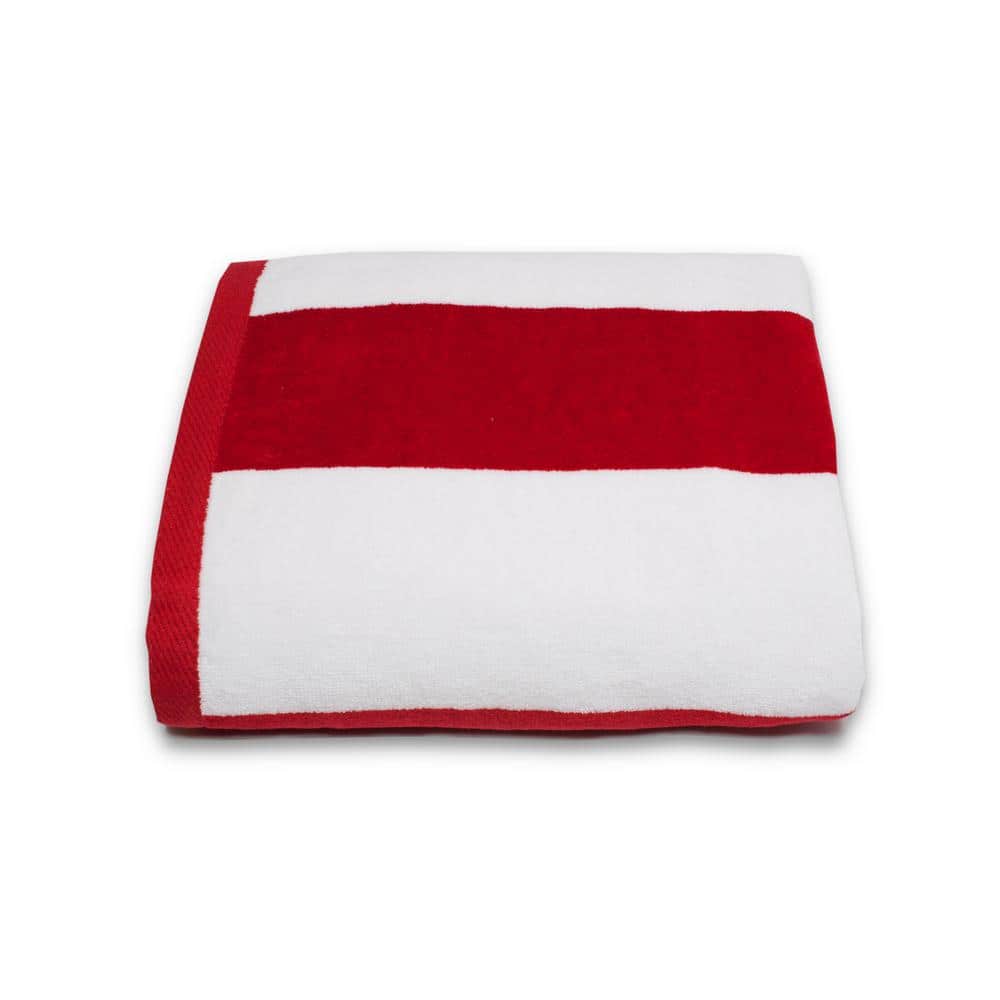 Espalma Tropical Cabana Red Stripe Cotton Single Beach Towel 840876 - The  Home Depot
