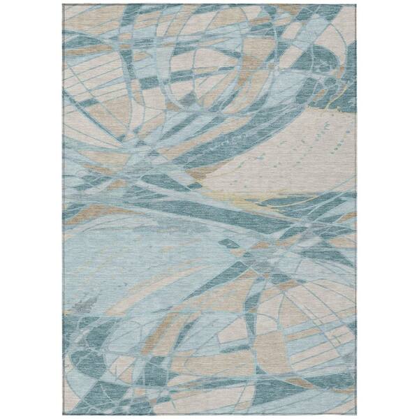 Chantille Machine Washable Indoor/Outdoor Abstract ACN2862 Teal 10 ft. x 14 ft. Area Rug