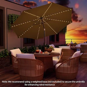 10 ft. 112 LED Solar-Lighted Table Market Crank Tilt Patio Umbrella Outdoor Coffee