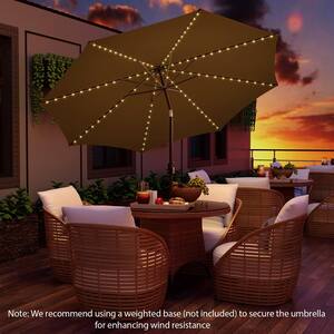 10 ft. 112 LED Solar-Lighted Table Market Crank Tilt Patio Umbrella Outdoor Coffee