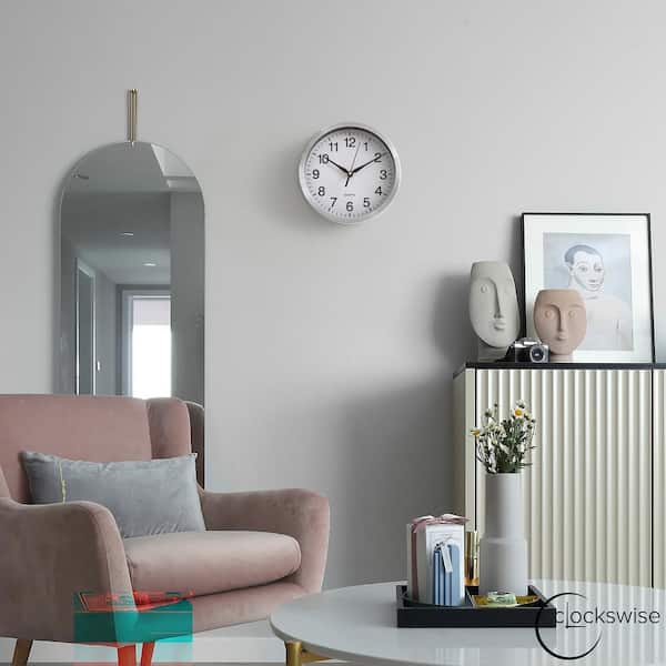CLOCKSWISE 8 in. Round Quartz Wall Clock Non-Ticking Battery
