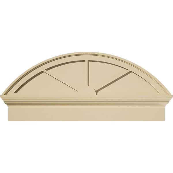 36 in. W x 15-7/8 in. H x 2-3/4 in. P Segment Arch 3 Spoke Signature Urethane Combination Pediment, Primed Tan