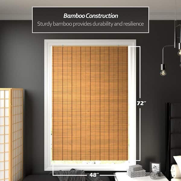 RED LANTERN Oriental Furniture Burnt Bamboo Cordless Window Shade
