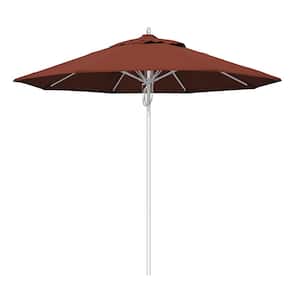 9 ft. Silver Aluminum Commercial Fiberglass Ribs Market Patio Umbrella and Pulley Lift in Terracotta Sunbrella