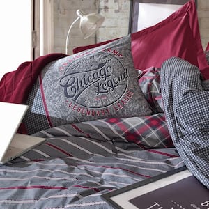 Winter Wine in Chicago Cotton Duvet Cover Set Claret, Full Size 1-Duvet Cover, 1-Fitted Sheet and 2-Pillowcases