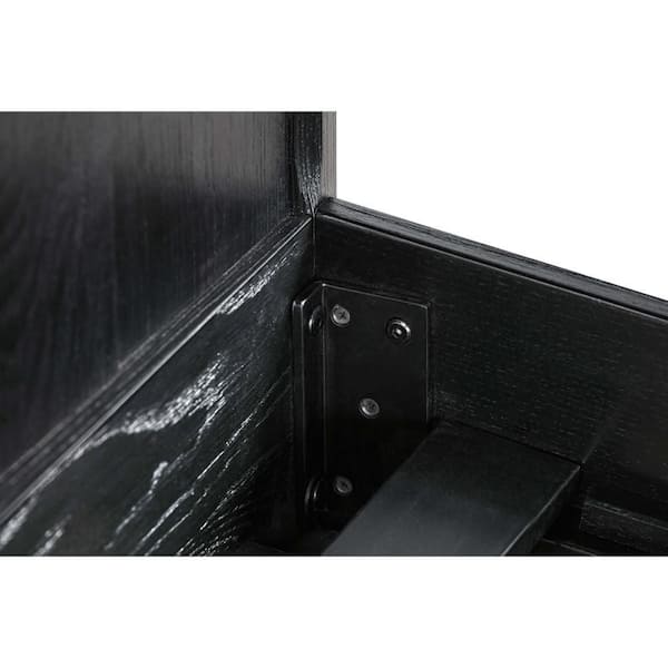 Deona 3-Piece Brushed Black Oak Wood Queen Size Bedroom Set with 2 Nightstands