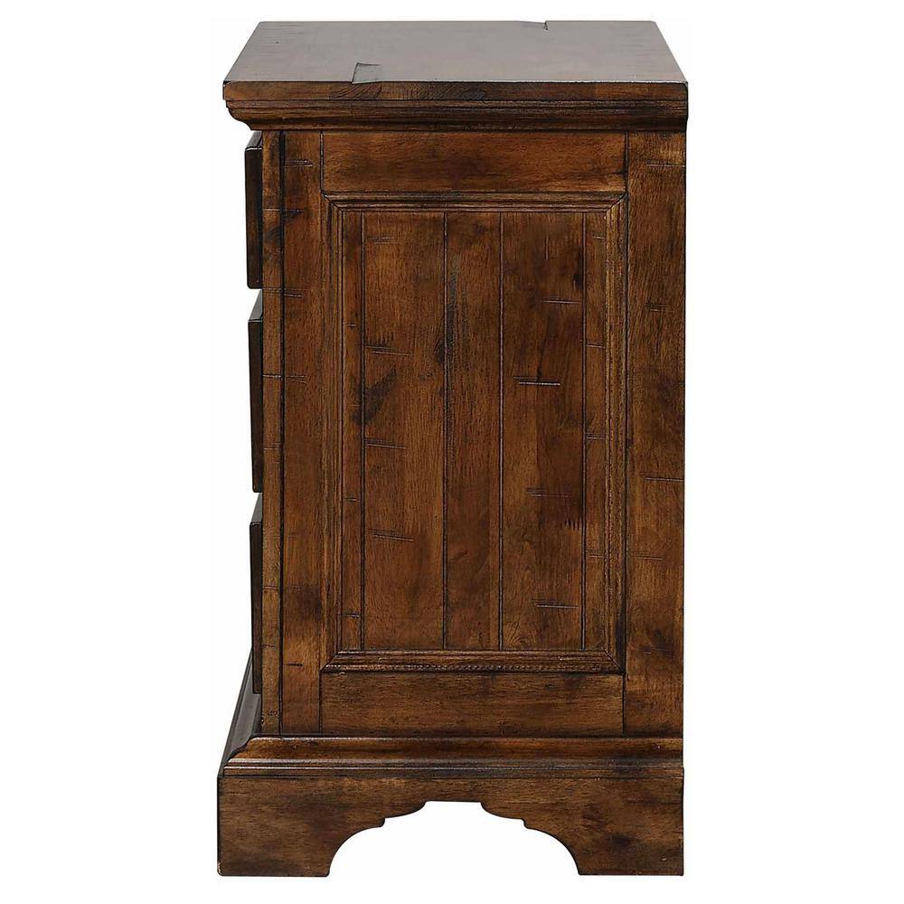 Vintage Bourbon Solid Wood 3-Drawer Nightstand