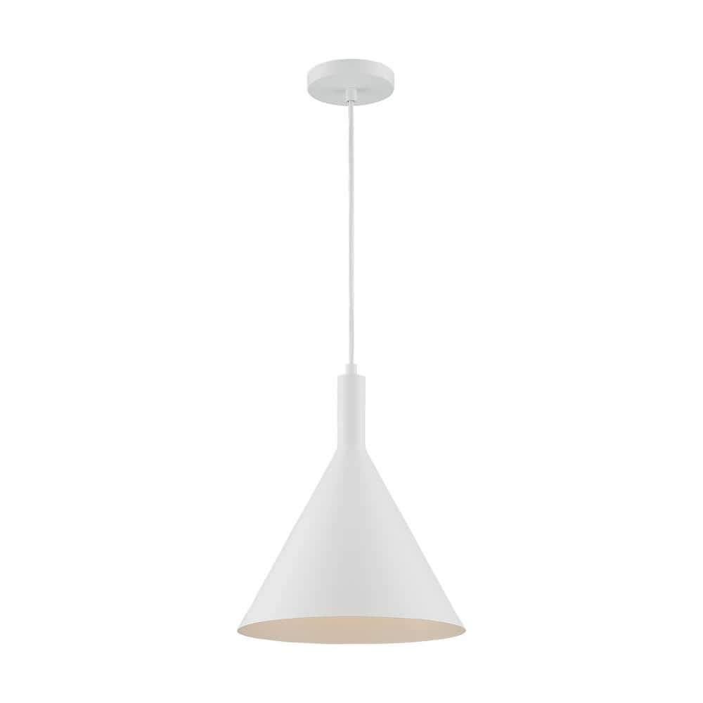 Matte White Aluminum Modern Funnel-Shaped Pendant Light