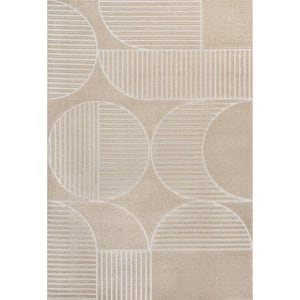 Nordby High-Low Geometric Arch Scandi Striped Beige/Cream 5 ft. x 8 ft. Indoor/Outdoor Area Rug