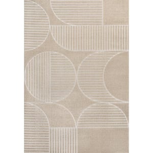 Nordby High-Low Geometric Arch Scandi Striped Beige/Cream 8 ft. x 10 ft. Indoor/Outdoor Area Rug