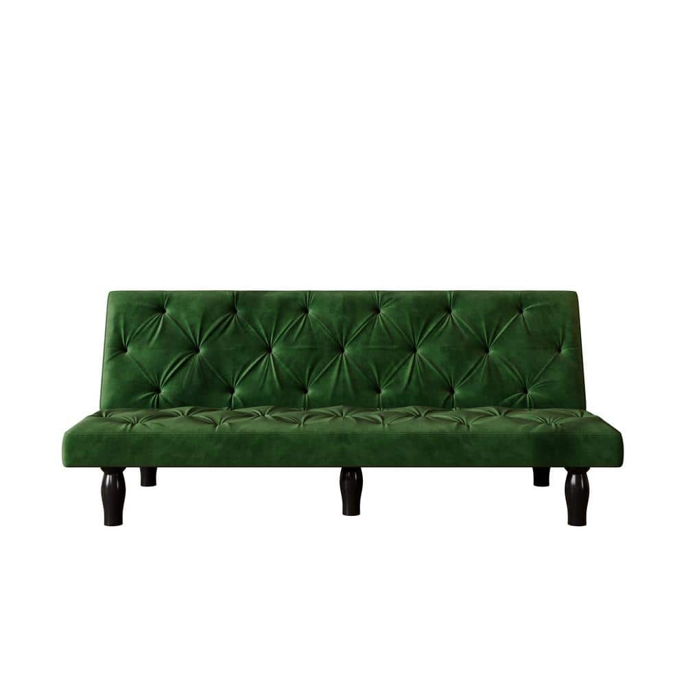 Z-joyee 66 in. Green Velvet Twin Size Variable Sofa Bed