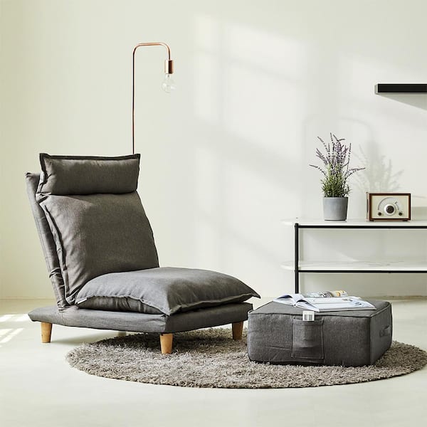 Bake Floor Grey Reclining Sofa With Ottoman