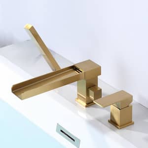 Brug Single-Handle Deck-Mount Roman Tub Faucet with Hand Shower in Gold
