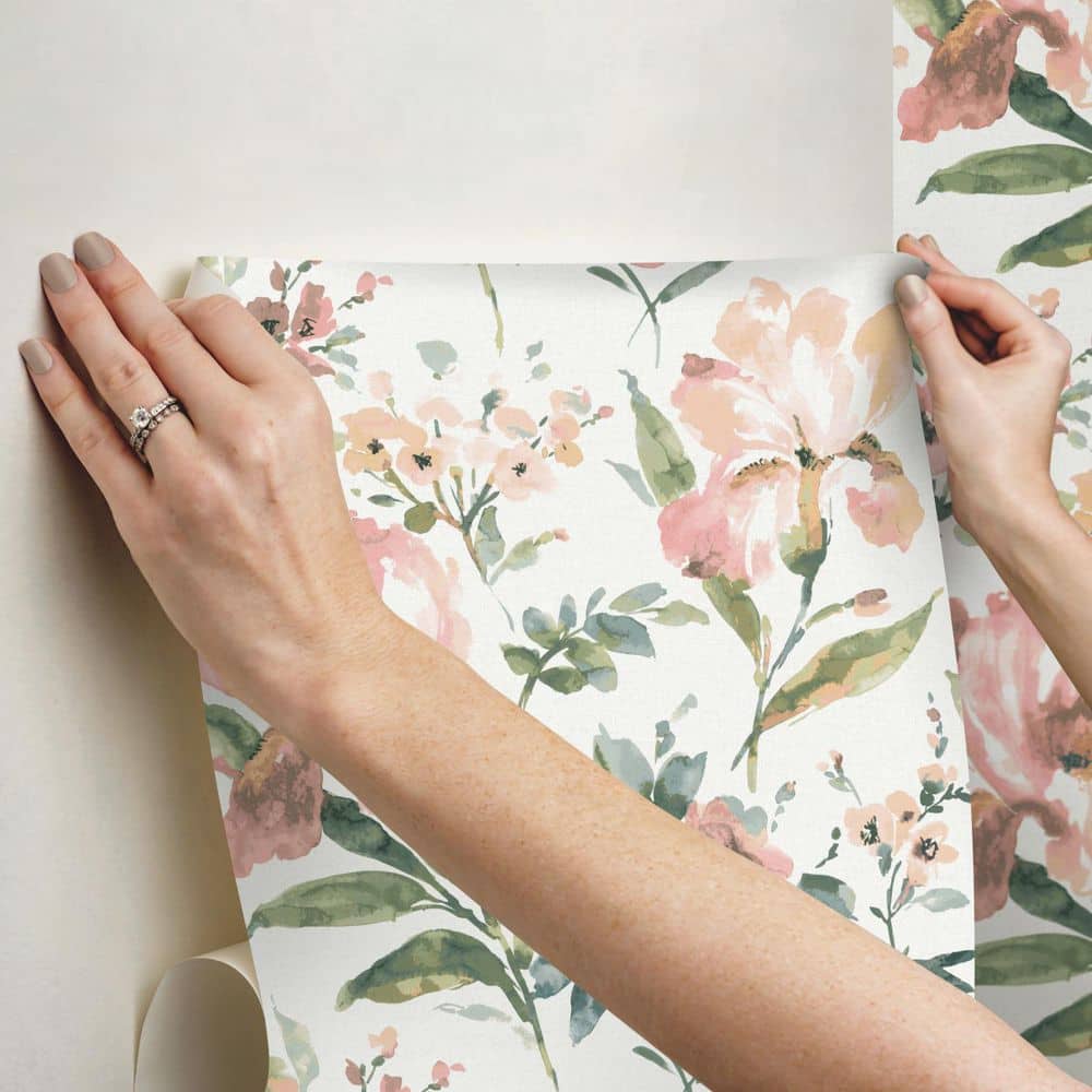 Pink Floral Botanical Peel and Stick Wallpaper Roll